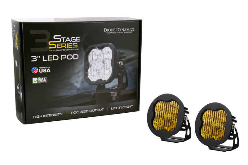 Diode Dynamics DD6142P SS3 LED Pod Sport - Yellow SAE Fog Round (Pair)