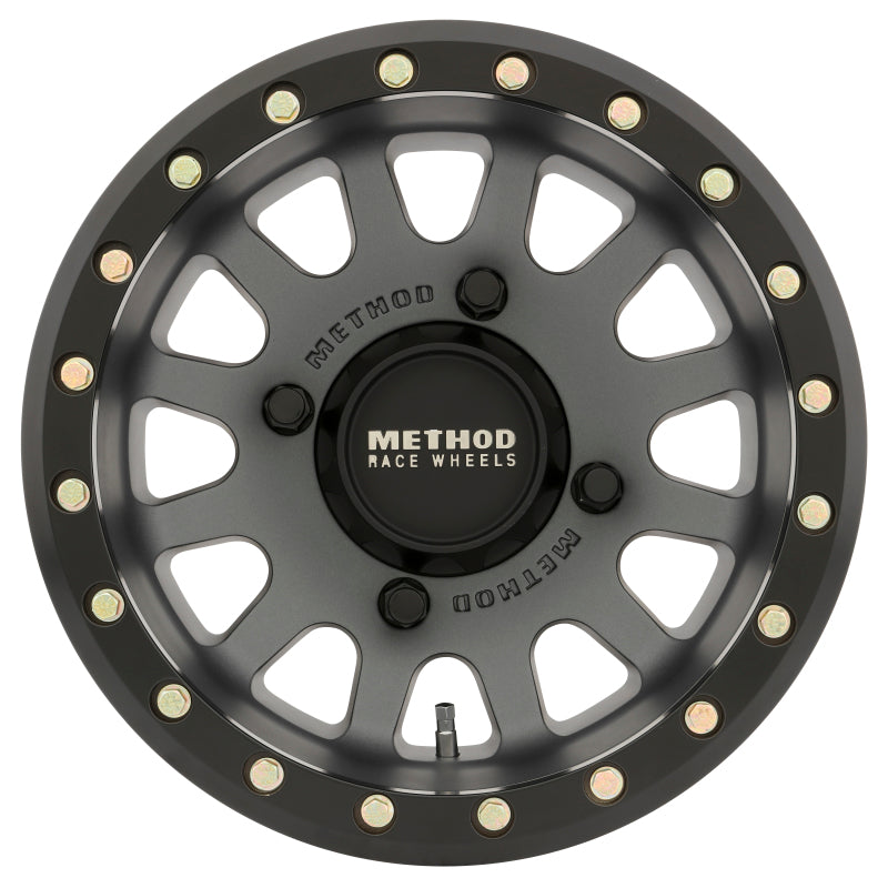 Method Wheels MR40157046843B Method MR401 UTV Beadlock 15x7 / 4+3/13mm Offset / 4x156 / 132mm CB Titanium Wheel- Matte Black Ring