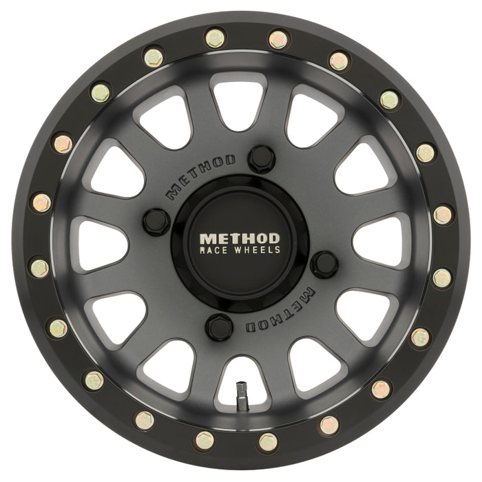 Method Wheels MR40157046843B Method MR401 UTV Beadlock 15x7 / 4+3/13mm Offset / 4x156 / 132mm CB Titanium Wheel- Matte Black Ring