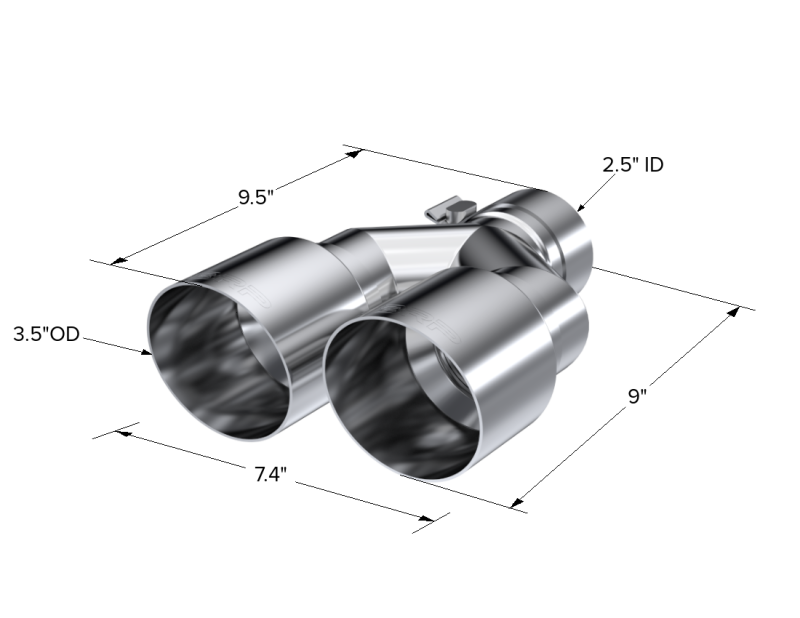MBRP T5170 Universal T304 SS Dual Tip 3.5in OD/2.5in Inlet