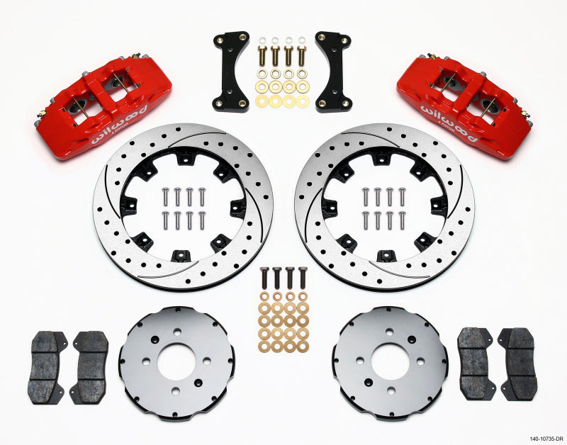Wilwood 140-10735-DR Dynapro 6 Front Hat Kit 12.19in Drilled Red 94-01 Honda/Acura w/262mm Disc