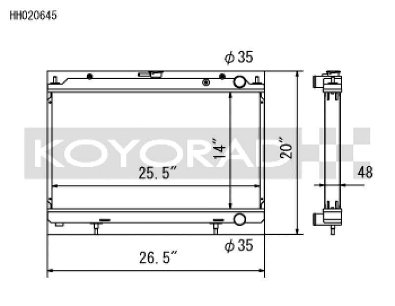Koyo HH020645 95-98 Nissan 240SX S14 2.4L KA24DE (MT) Radiator