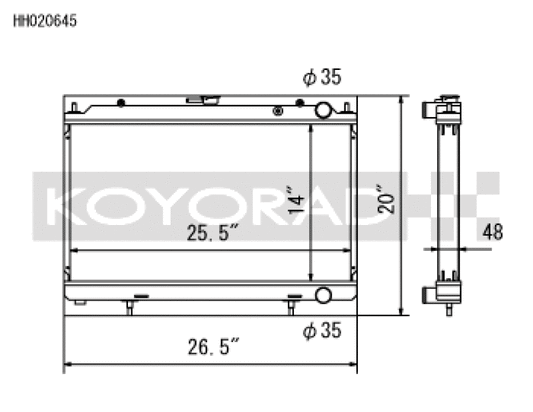 Koyo HH020645 95-98 Nissan 240SX S14 2.4L KA24DE (MT) Radiator