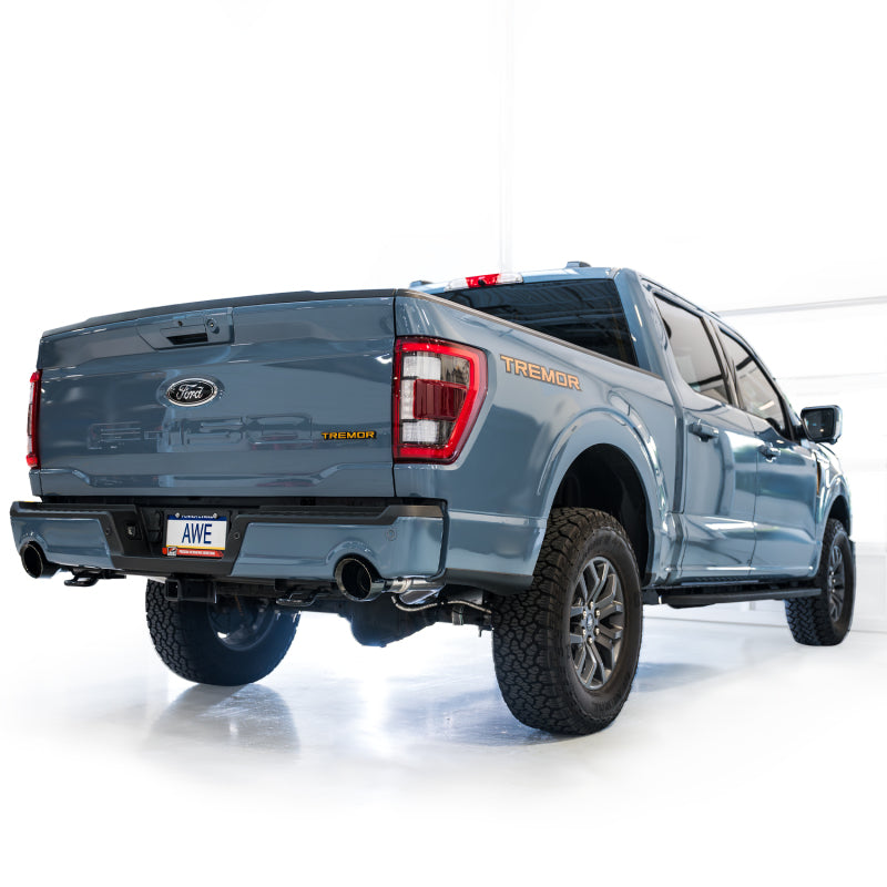 AWE Tuning 3020-33402 2021+ Ford F-150 Tremor (w/ Bumper Cutouts) 0FG Non-Resonated Catback -Diamond Black Tips