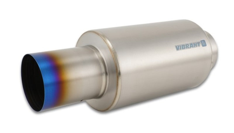 Vibrant 17566 Titanium Muffler w/Straight Cut Burnt Tip 4in Inlet / 4in Outlet