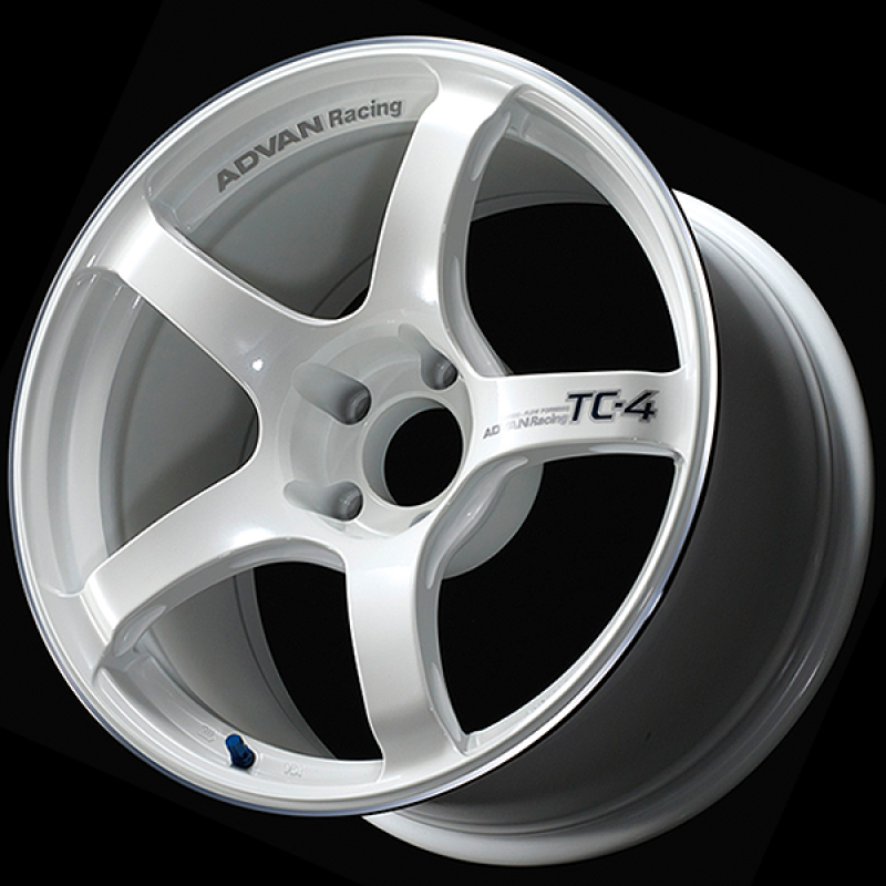 Advan YAD8I35EWMR TC4 18x9 +35 5-114.3 Racing White Metallic & Ring Wheel