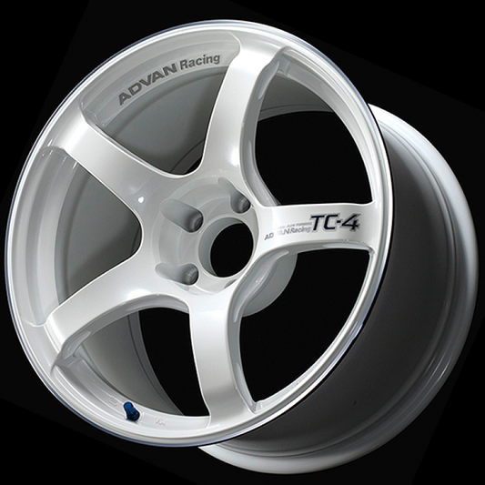 Advan YAD8I35EWMR TC4 18x9 +35 5-114.3 Racing White Metallic & Ring Wheel