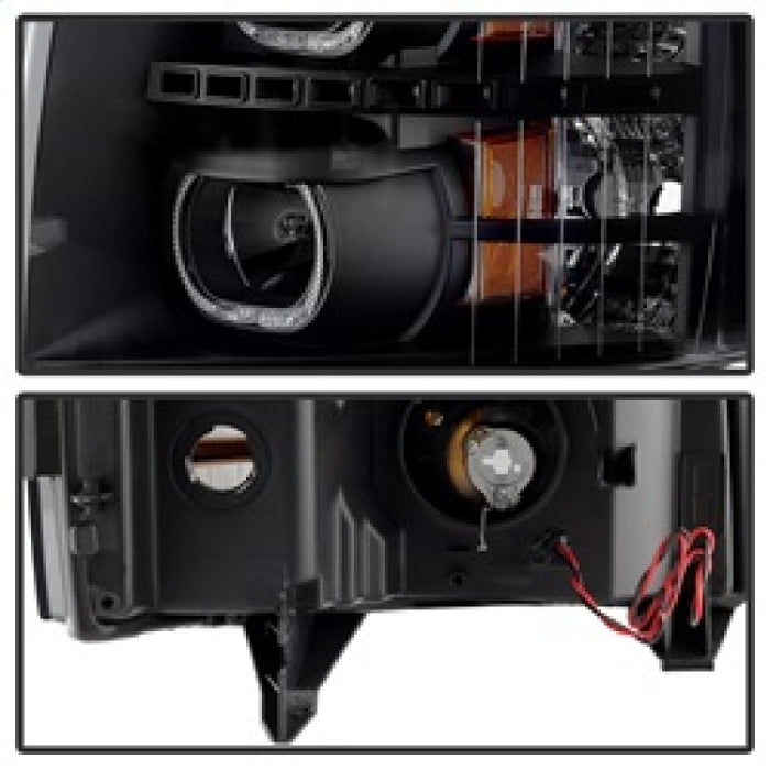SPYDER 9032189 xTune Chevy Silverado 1500/2500/3500 07-13 LED Halo Projector Headlights Black PRO-JH-CSIL07-CFB-BK