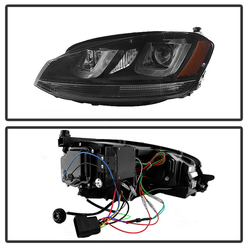 SPYDER 5080578 Spyder Volkswagen Golf VII 14-16 Projector Headlights DRL LED Blk Stripe Blk PRO-YD-VG15-BLK-DRL-BK