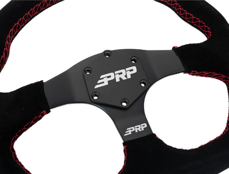 PRP Seats G253 PRP Comp-R D-Shape Suede Steering Wheel - Red
