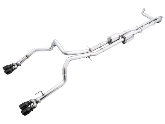 AWE Tuning 3015-43284 22-23 GMC Sierra 1500 AT4X 6.2L 0FG Catback Split Dual (Flat Bumper) - Diamond Black Tips