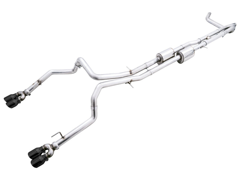 AWE Tuning 3015-43284 22-23 GMC Sierra 1500 AT4X 6.2L 0FG Catback Split Dual (Flat Bumper) - Diamond Black Tips