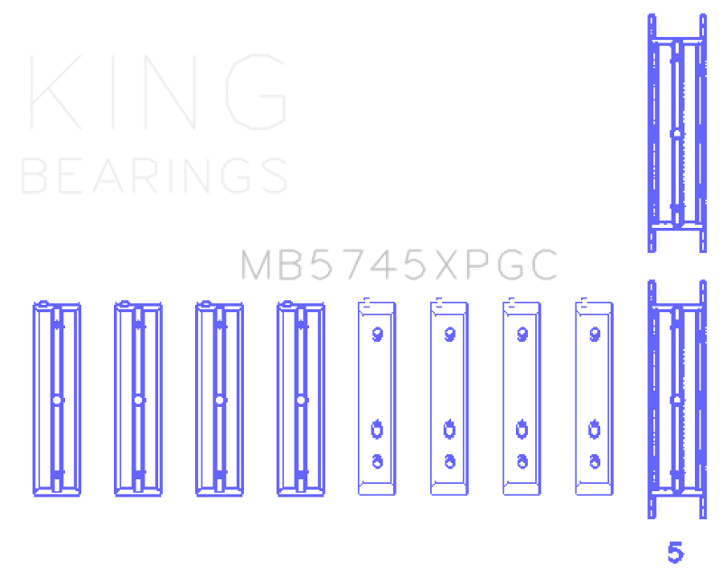 King Engine Bearings MB5745XPGCSTDX Subaru FA20/Toyota 4U-GSE pMaxKote Performance Main Bearing Set - Size STDX
