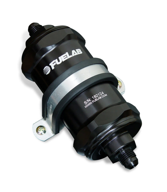 Fuelab 81831-1 818 In-Line Fuel Filter Standard -6AN In/Out 6 Micron Fiberglass - Black