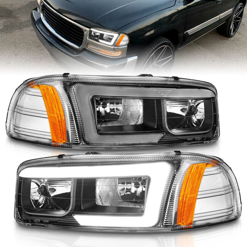 ANZO 111522 99-17 GMC Sierra/Denali Headlights Black Amber (w/C Light Bars)