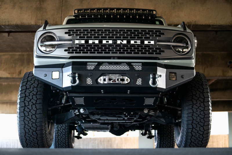 DV8 Offroad FBBR-01 2021+ Ford Bronco Front Bumper Winch Capable w/ Optional Bull Bar/Aux Light Opening