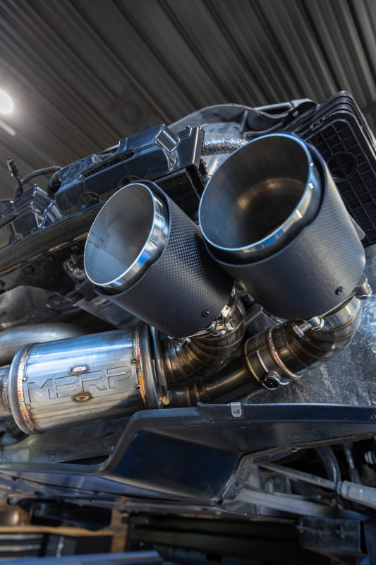 MBRP S70413CF 20-24 Chevrolet Corvette C8 3in Active Cat Back Quad Split Rear Exit Exhaust w/ AFM Sims