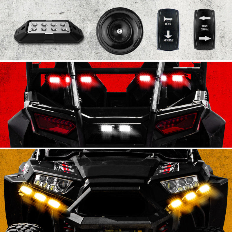 XKGLOW XK-DT-STA XK Glow ATV UTV Standard DOT Street Legal Conversion Signal/Horn Kit - 2 White 2 Red 2 Amber Pods
