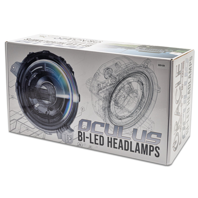 ORACLE Lighting 5839-504-PSC Oracle Oculus BiLED Projector Headlights for Jeep JL/Gladiator JT Satin Silver 5500K SEE WARRANTY