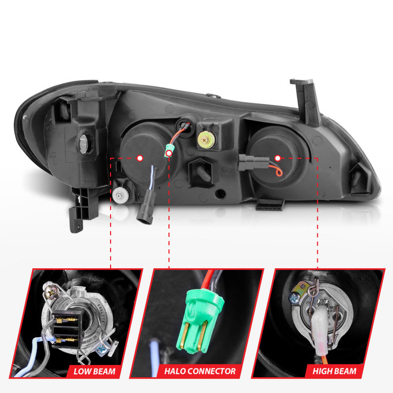 ANZO 121077 2000-2004 Infiniti I30 Projector Headlights w/ Halo Black