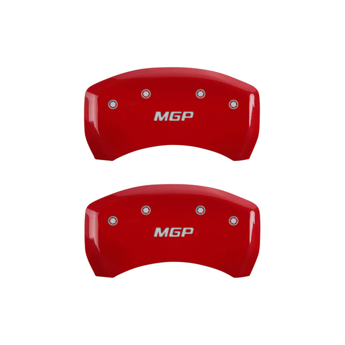 MGP 17205SMGPRD 4 Caliper Covers Engraved Front & Rear Red finish silver ch