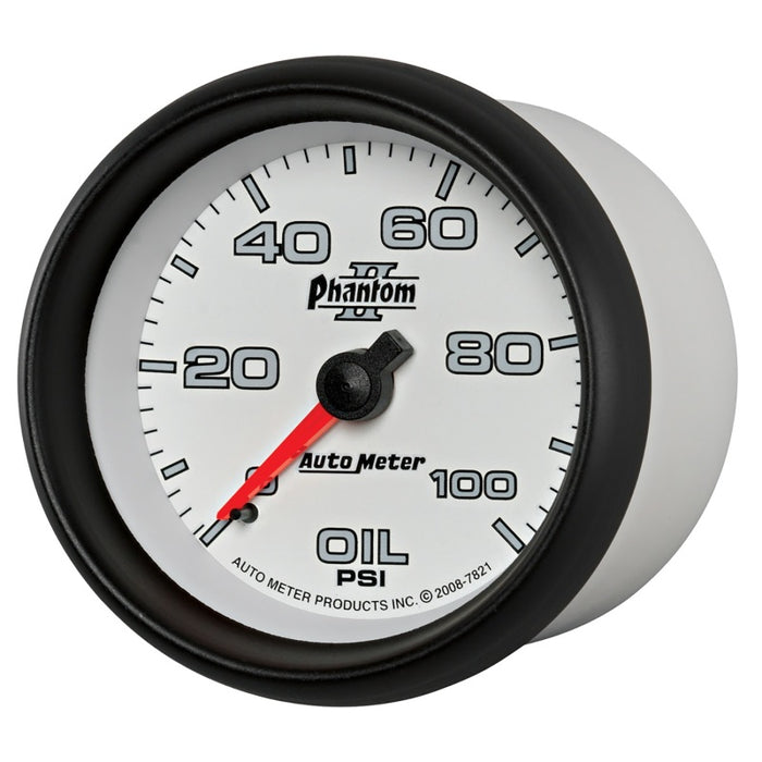 AutoMeter 7821 Autometer Phantom II 2-5/8in 100 PSI Mechanical Oil Pressure Gauge