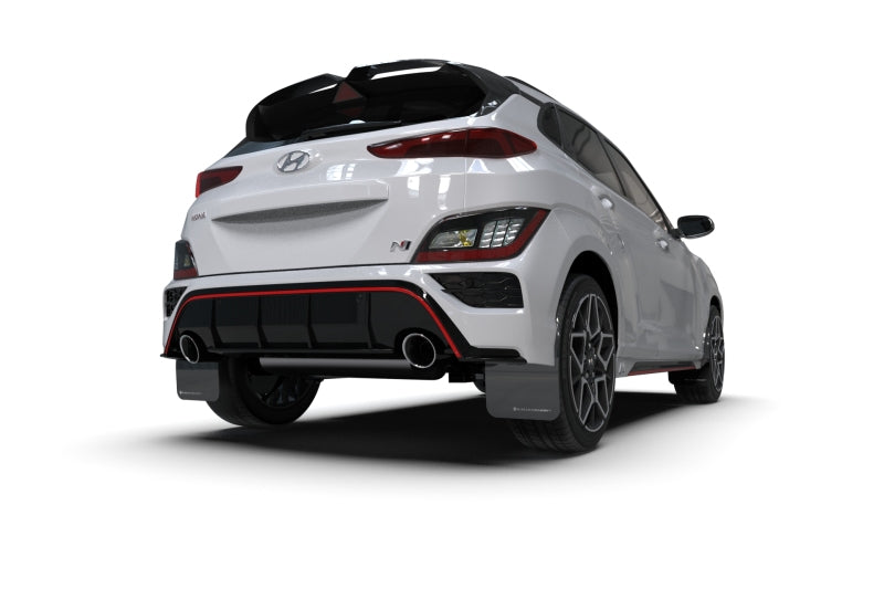 Rally Armor MF83-UR-BLK-WH 22-23 Hyundai Kona N Black UR Mud Flap w/White Logo