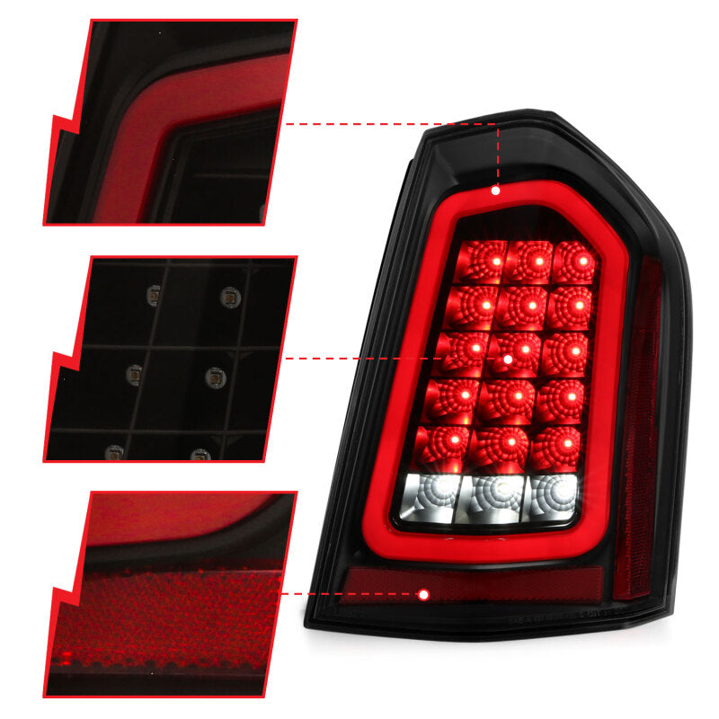 ANZO 321343 11-14 Chrysler 300 LED Taillights Black w/ Sequential
