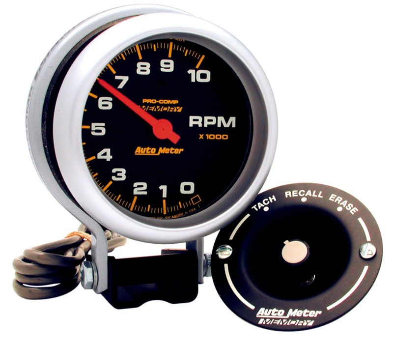 AutoMeter 6601 Gauge Tachometer 3-3/4in. 10K RPM Pedestal W/Peak Memory Pro-Comp