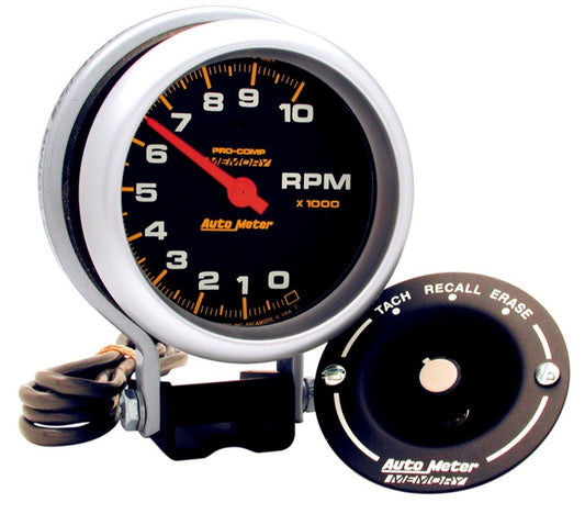 AutoMeter 6601 Gauge Tachometer 3-3/4in. 10K RPM Pedestal W/Peak Memory Pro-Comp