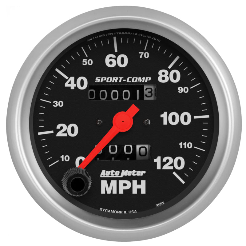 AutoMeter 3992 Autometer Sport-Comp 3-3/8 inch 120 MPH Mechanical Speedometer