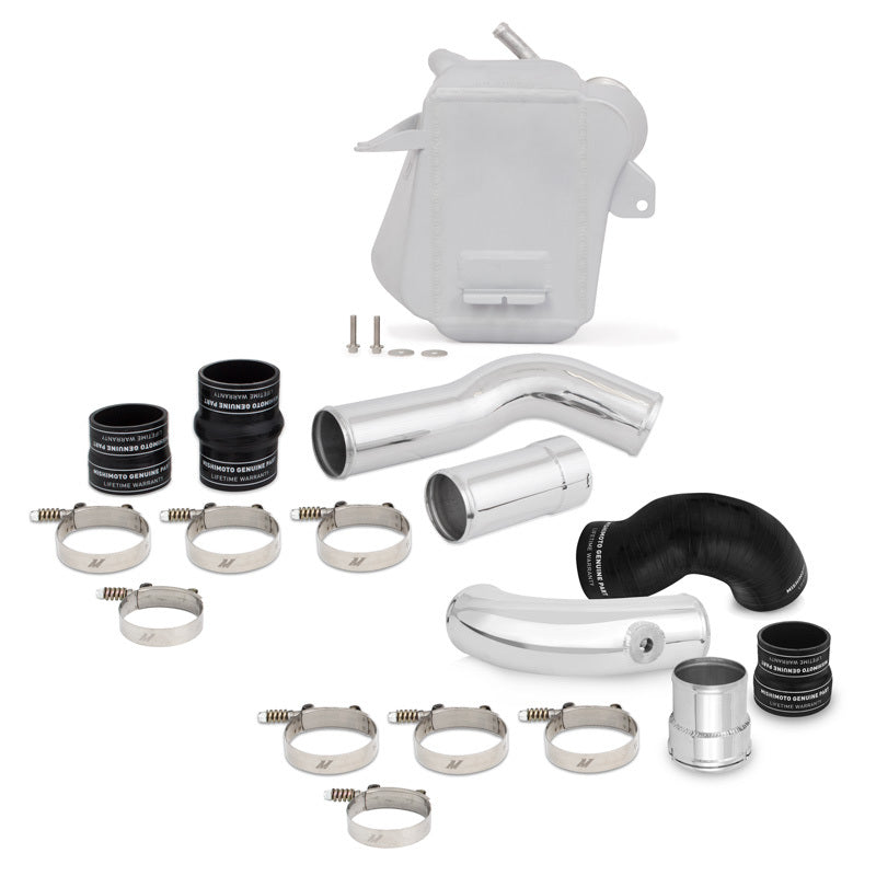 Mishimoto MMINT-F2D-11KSLP 11-16 Ford 6.7L Powerstroke Air-To-Water Intercooler Kit - Wrinkle Silverw/ Polished Pipes