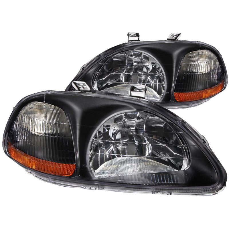 ANZO 121067 1996-1998 Honda Civic Crystal Headlights Black