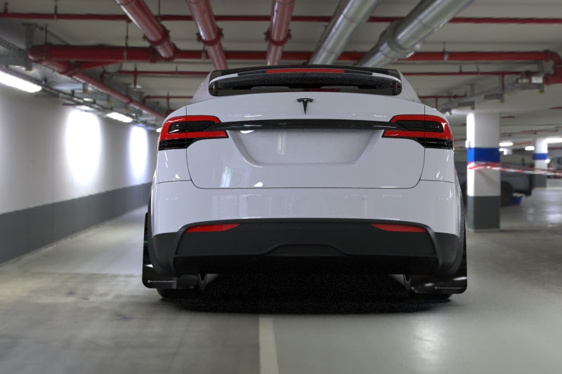 Rally Armor MF102-UR-BLK/MBK 22-26 Tesla Model X Black UR Mud Flap - Metallic Black Logo