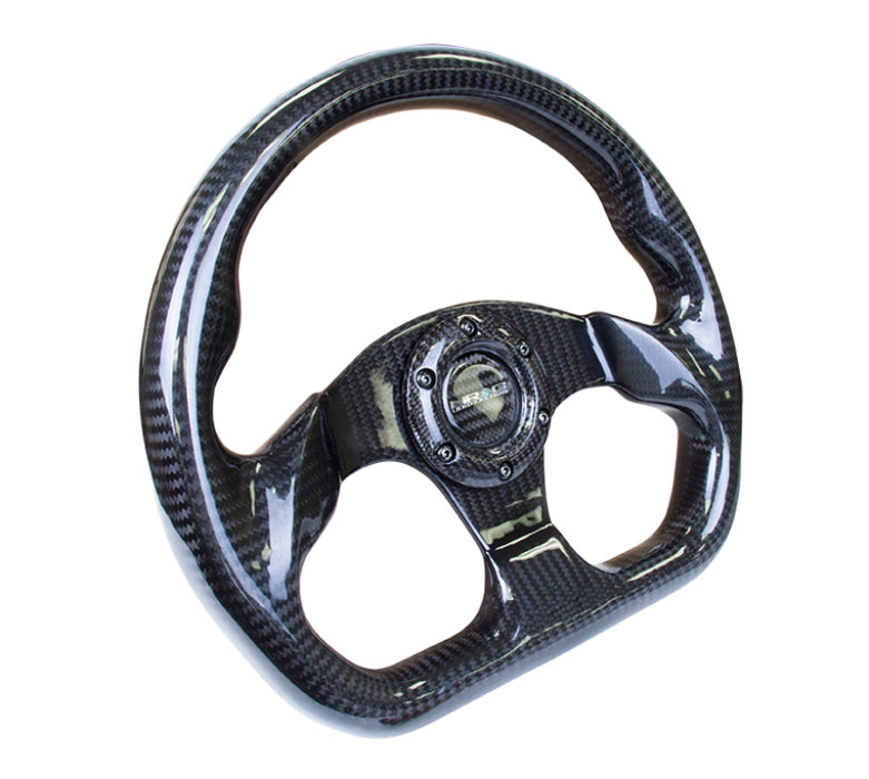 NRG ST-009CF/BK Carbon Fiber Steering Wheel (320mm) Flat Bottom w/Shiny Black Carbon