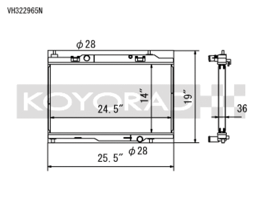 Koyo VH322965N 14-19 Ford Fiesta ST 36mm Hyper Core + NFLO Triple Pass Radiator