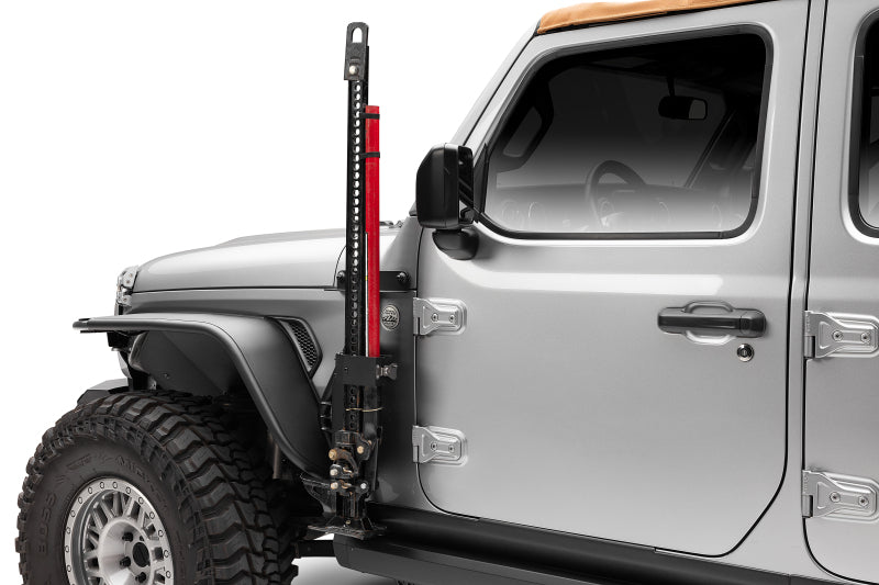 Go Rhino 701011T 18-24 Jeep Wrangler JL/JLU/JT Front Fender Jack Mount for Hi-Lift Jack - Tex. Blk