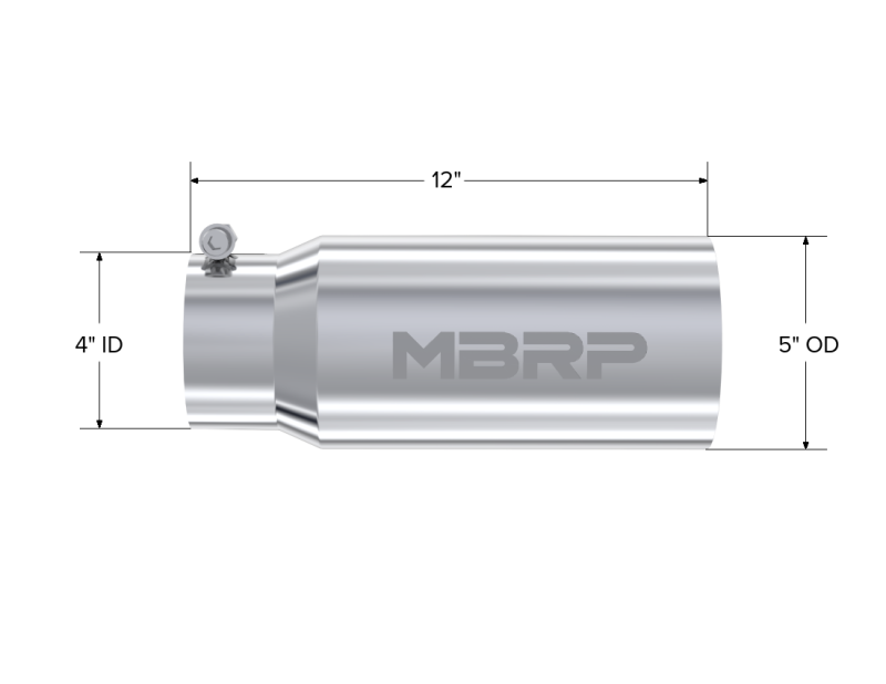 MBRP T5049 Universal Tip 5 O.D. Dual Wall Straight 4 inlet 12 length