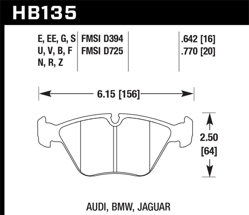 Hawk Performance HB135N.760 Hawk 95-02 BMW M3 HP+ Street Front Brake Pads