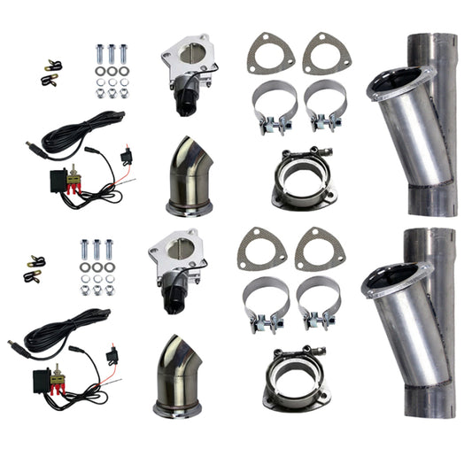 Granatelli Motor Sports 303525D Granatelli 2.5in Aluminized Mild Steel Electronic Dual Exhaust Cutout w/Slip Fit & Band Clamp