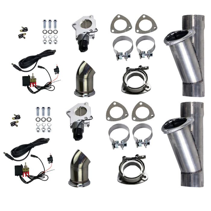 Granatelli Motor Sports 303525D Granatelli 2.5in Aluminized Mild Steel Electronic Dual Exhaust Cutout w/Slip Fit & Band Clamp