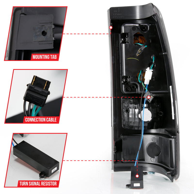 ANZO 311330 1999-2002 Chevy Silverado 1500 LED Taillights Plank Style Black w/Clear Lens