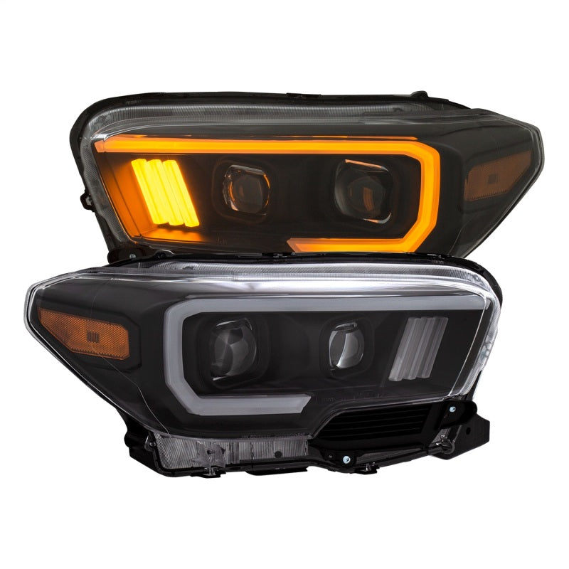 ANZO 111396 2016-2017 Toyota Tacoma Projector Headlights w/ Plank Style Switchback Black w/ Amber