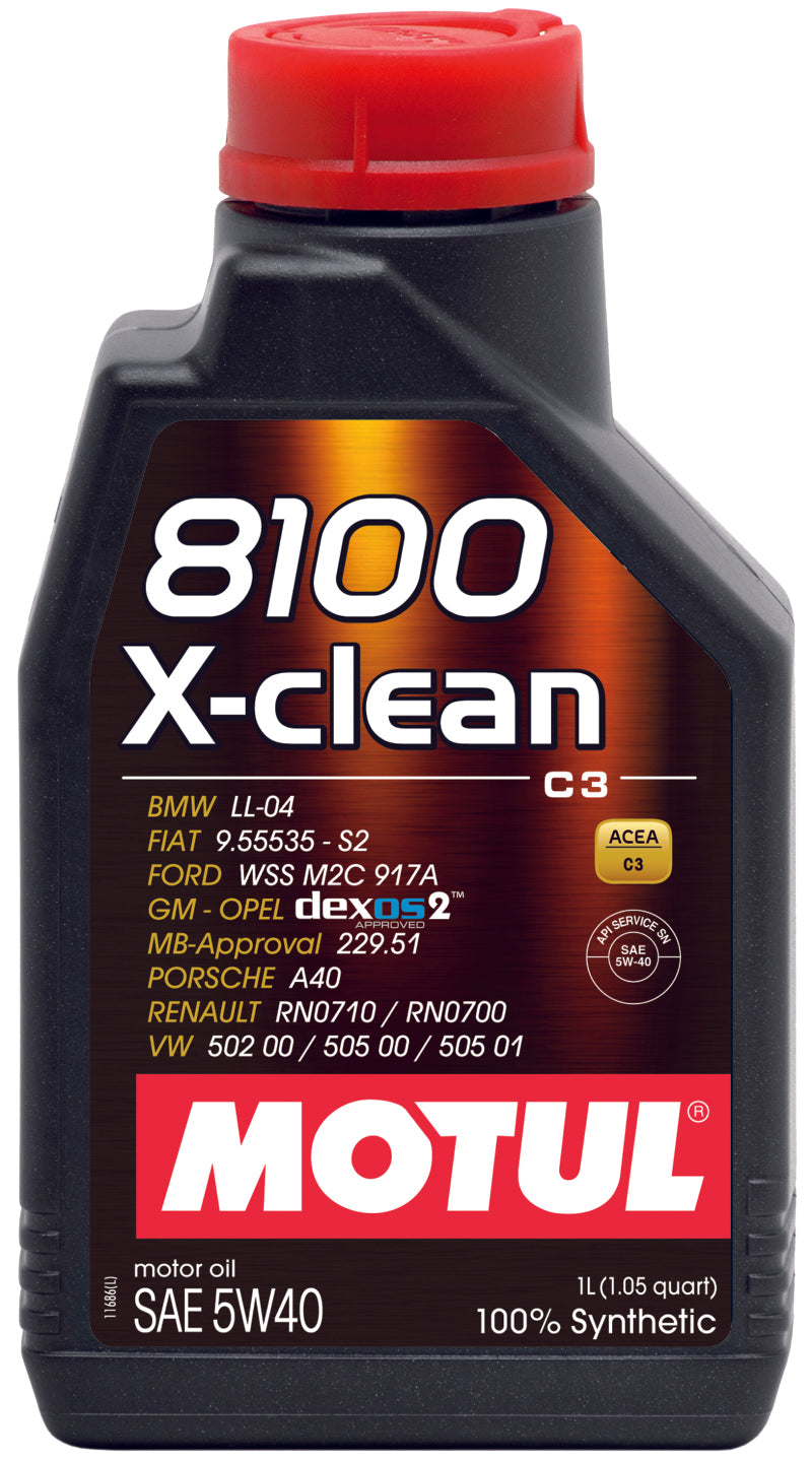 Motul 102786 1L Synthetic Engine Oil 8100 5W40 X-CLEAN C3 -505 01-502 00-505 00-LL04