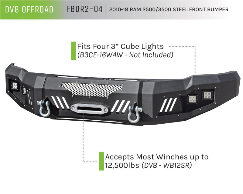 DV8 Offroad FBDR2-04 10-18 RAM 2500 Front Bumper