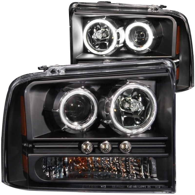 ANZO 111117 2005-2007 Ford Excursion Projector Headlights w/ Halo Black w/ LED Strip (CCFL) 1pc