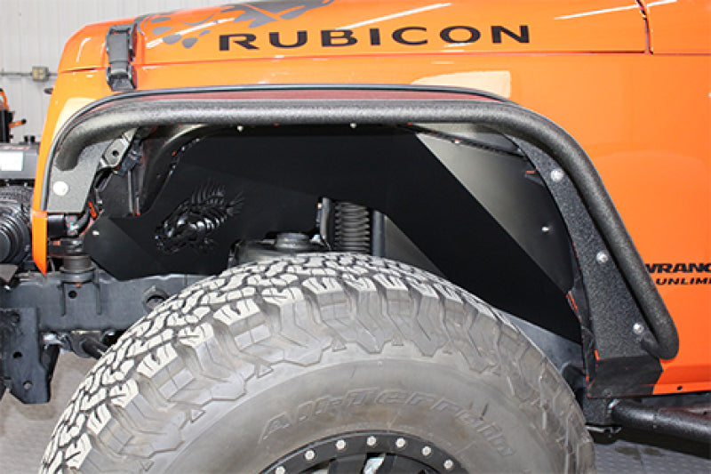 Fishbone Offroad FB33073 07-18 Jeep Wrangler JK Logo Aluminum Inner Fenders - Black Powdercoat