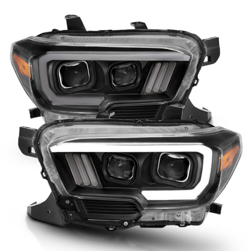 ANZO 111396 2016-2017 Toyota Tacoma Projector Headlights w/ Plank Style Switchback Black w/ Amber