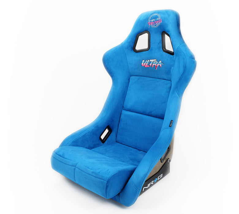 NRG FRP-302BL-ULTRA FRP Bucket Seat ULTRA Edition - Large (Blue Alcantara/Gold Glitter Back)