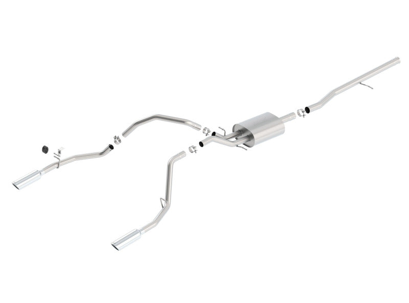 Borla 140536 14 Silv/Sierra 1500 C/B S-Type Exh/2.75in Into Dual 2.25in Out 4in Tip Split Rear Exit